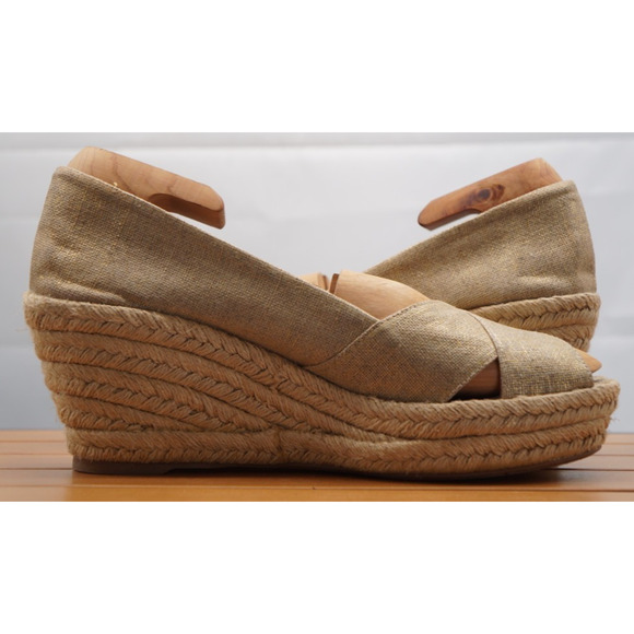 Tory Burch Filipa Espadrille Wedge Gold/Tan Size 11B - Picture 11 of 16